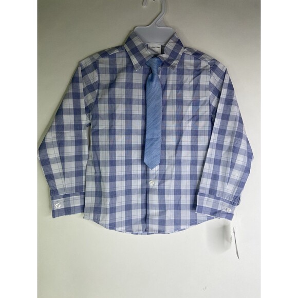 Van Heusen Boys Size 5 Plaid Long Sleeve Button Front Dress Shirt and Tie Set - Picture 1 of 7